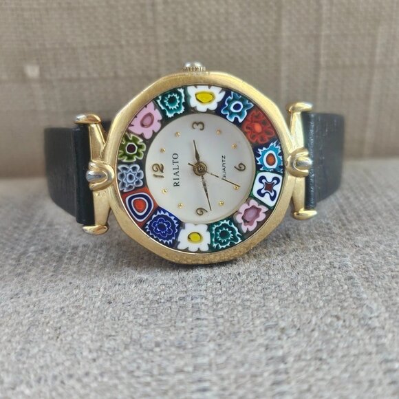 Vintage Antica Murrina Veneziana Wristwatch RIALTO Black Leather Strap Watch - Picture 4 of 12